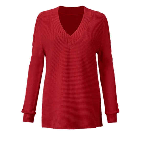 cabi Standout Pullover, #3714, EUC, S, Red, Cable Sweater - Picture 1 of 11